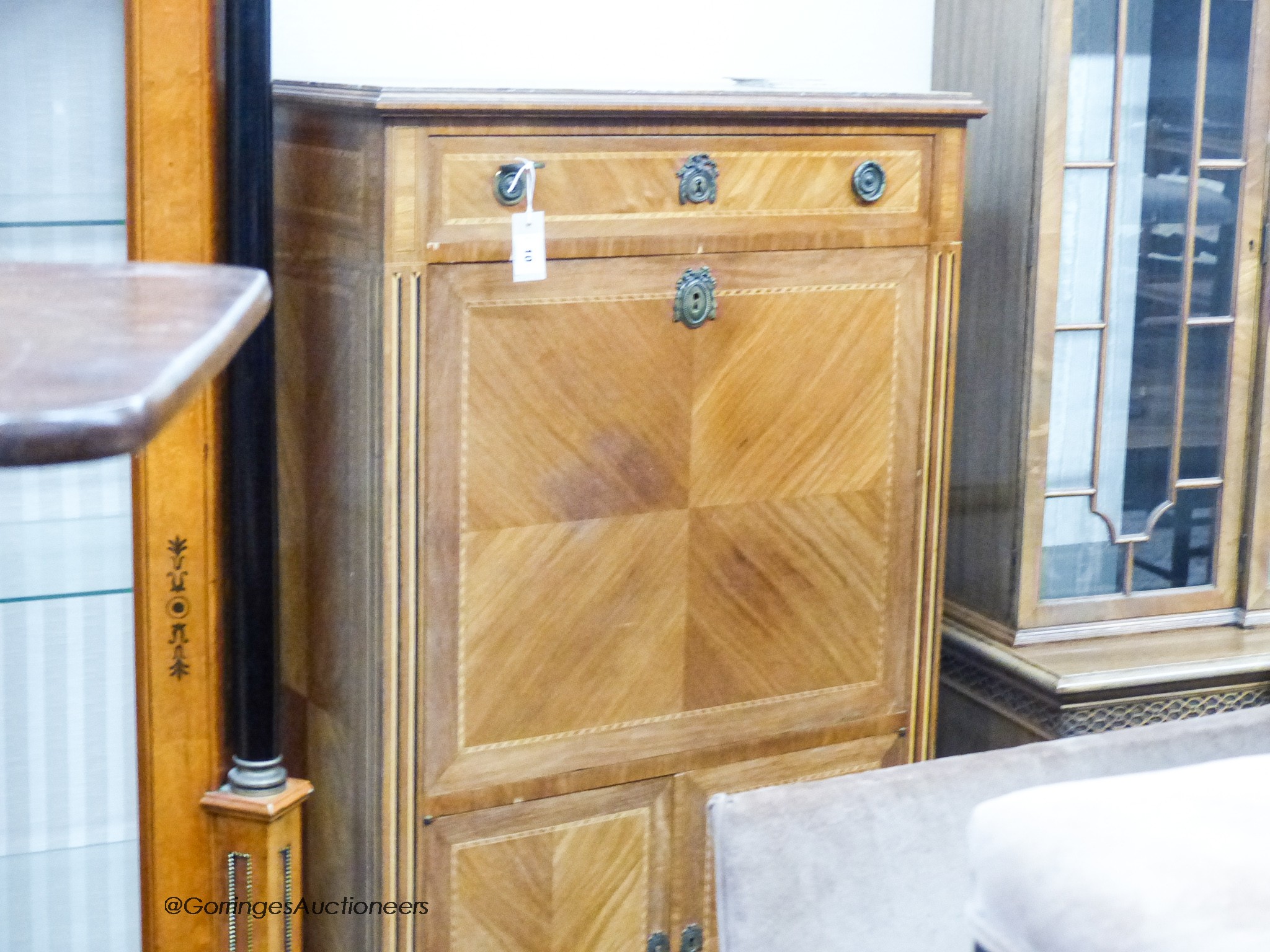 A Louis XV style inlaid Kingwood secretaire à abbatant, W.80cm D.43cm H.147cm